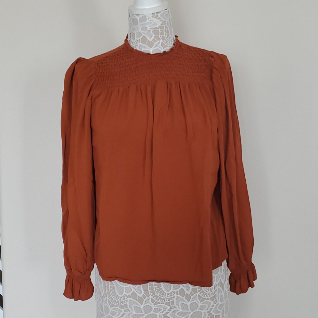 Rust Orange Long Sleeve Blouse8323